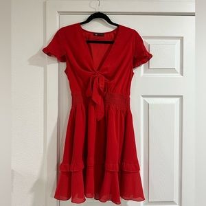 Red Dress with Tie Front
